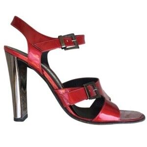 Giuseppe Zanotti’s Vicini Red Patent Leather Mirrored Heel Sandals 38.5